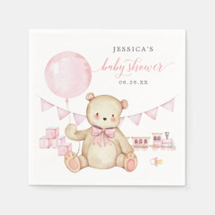 Serviette En Papier Teddy Bear Girl Baby shower Cocktail Napkin
