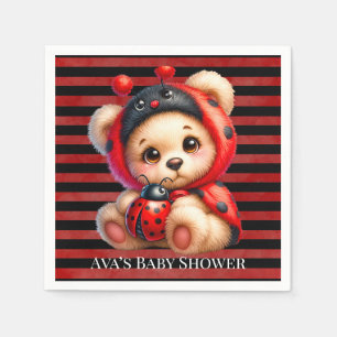 Serviette En Papier Teddy Bear Ladybug Stripes Baby shower fille