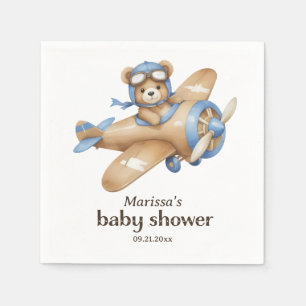 Serviette En Papier Teddy Bear Pilote Baby Boy Douche