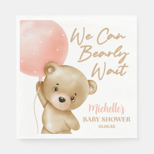 Serviette En Papier Teddy Bear Pink Nous Pouvons Bearly Wait Baby show
