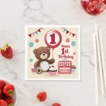 Teddy Bear Pique-nique Joyeux 1er Anniversaire Pla