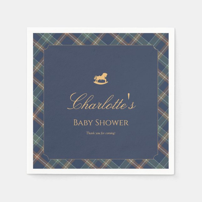 Serviette En Papier Teddy Bear Plaid Boy Baby Shower Paper Napkin (Devant)