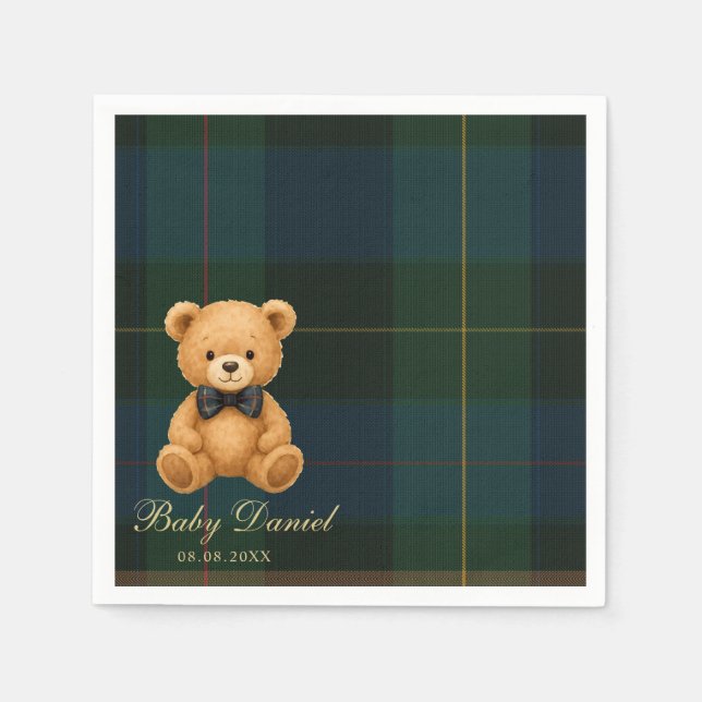 Serviette En Papier Teddy Bear Preppy Baby Shower (Devant)