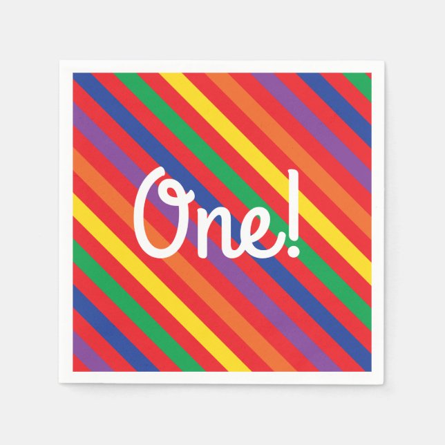 Serviette En Papier Teddy Bear Rainbow Cute 1ère fête anniversaire (Devant)