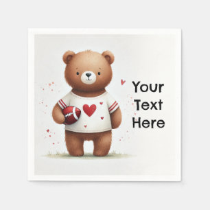 Serviette En Papier Teddy ours à football pour la Saint Valentin 1er a