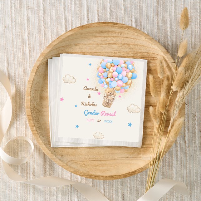 Serviette En Papier Teddy Ours mignon Genre Révéler Rose Bleu (Créateur téléchargé)