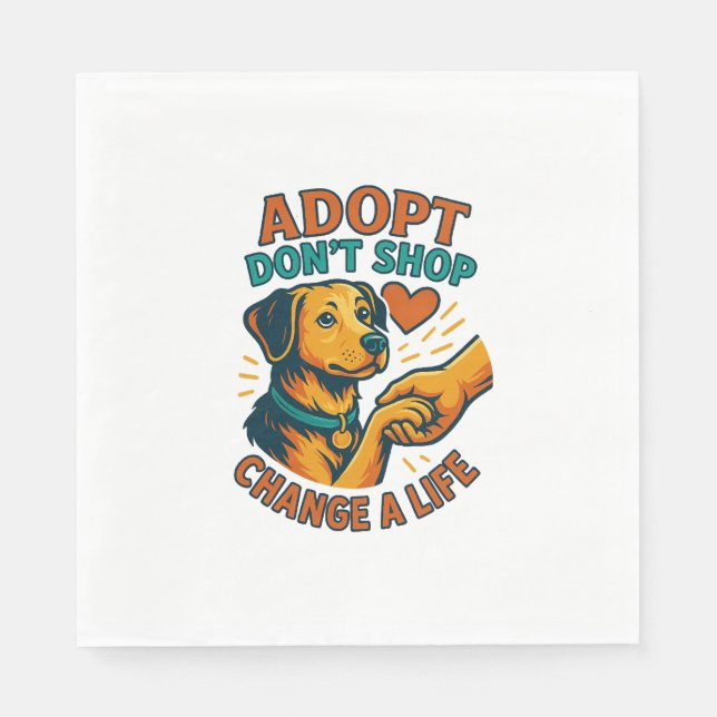 Serviette En Papier Tee J'aime Adopté un Animal (Devant)