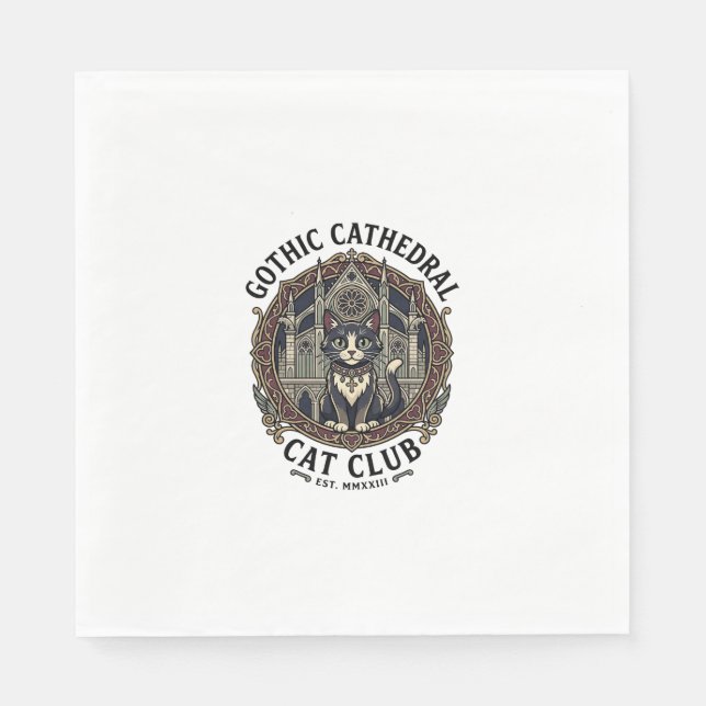 Serviette En Papier Tee shirt graphique de chat de cathédrale gothique (Devant)