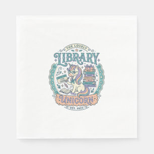 Serviette En Papier Tee-shirt graphique fantaisiste Licorne de la bibl