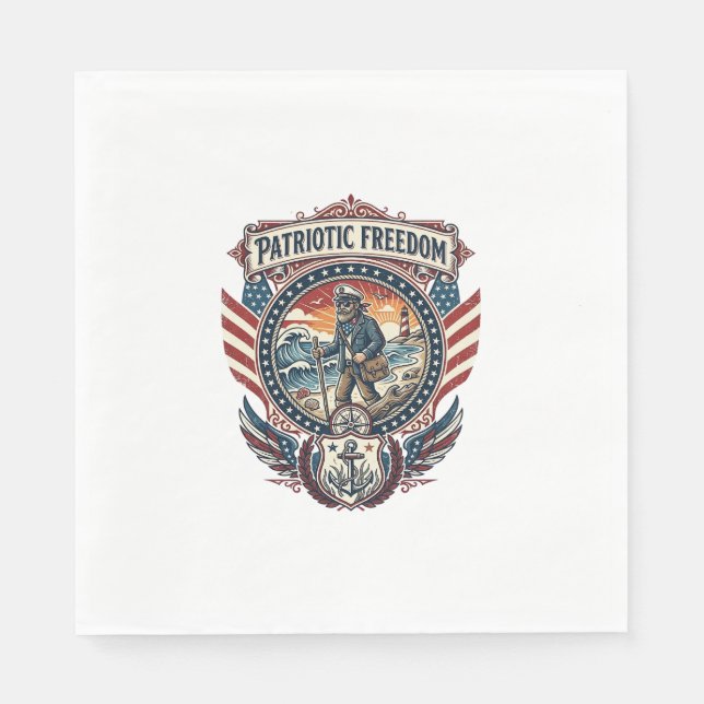 Serviette En Papier Tee-shirt graphique vectoriel Patriotic Beachcombe (Devant)