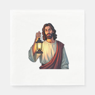 Serviette En Papier Tee-shirt Jésus Lanterne silencieuse Gravure vinta
