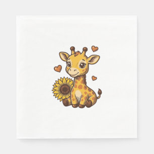 Serviette En Papier Tee-shirt vintage gravure de tournesol de bébé gir