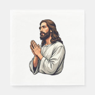 Serviette En Papier Tee-shirt vintage gravure mains priantes Jésus