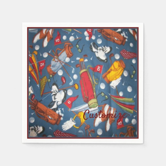 Serviette En Papier Tee Time Golf Motif 2 Napkins (Devant)