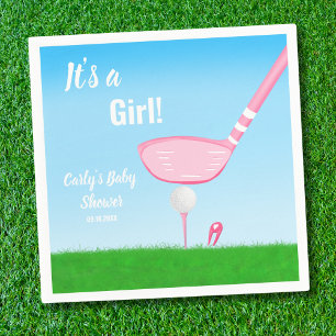 Serviette En Papier Tee Up Pink Golf Gender Reveal Bébé C'est Une Fill