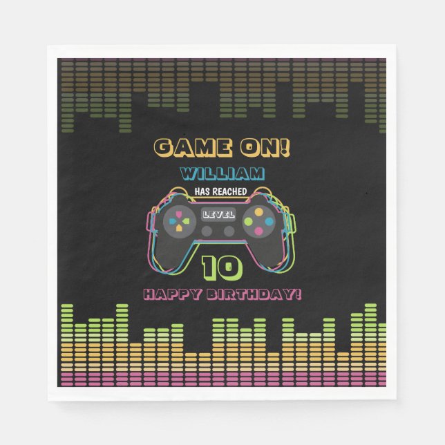 Serviette En Papier Teen Gaming Gamer Video Game Player Retro Birthday (Devant)