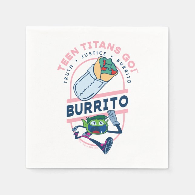 Serviette En Papier Teen Titans Go ! Beast Boy "Truth Justice Burrito" (Devant)