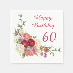 Serviette En Papier Teintes de rose Fleur de paonée blanche Joyeux Ann
