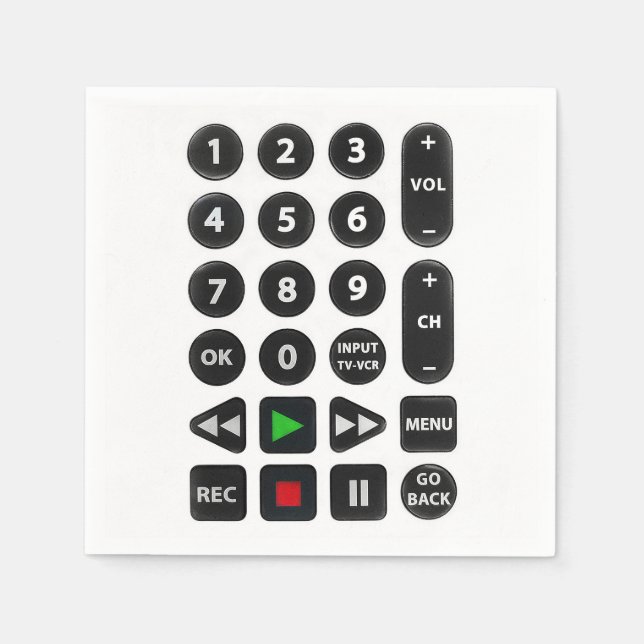 Serviette En Papier Télécommande TV avec bouton VCR   (Devant)
