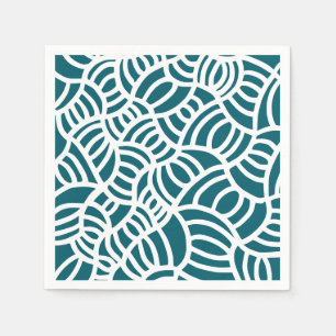 Serviette En Papier Télévert foncé et blanc Doodle