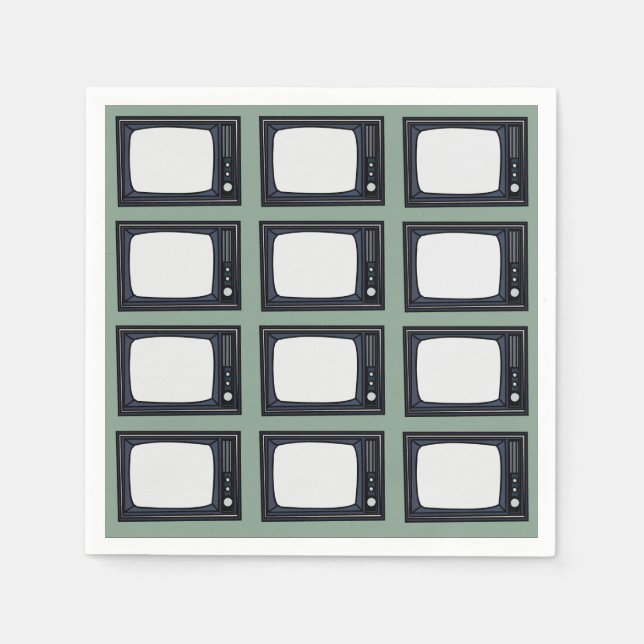 Serviette En Papier Télévision Vieux Classic Retro TV Motif Party (Devant)