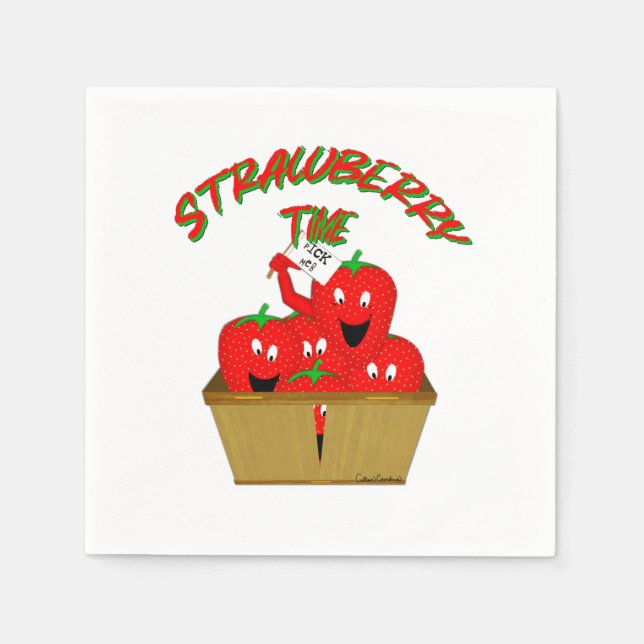 Serviette En Papier Temps de la fraise ! (Devant)