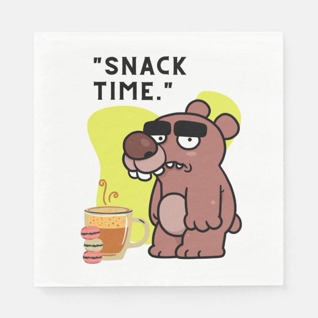 SERVIETTE EN PAPIER TEMPS DE SNAK ! - FUNNY-ANIMAL- COFFEE-COOKIES (Devant)