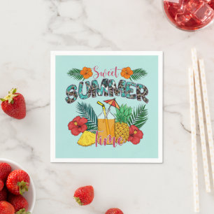 Serviette En Papier Temps d'été doux Fruits tropicaux et fleurs