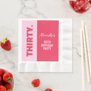 Serviette En Papier Tendance Bold rose et rouge fille 30e anniversaire