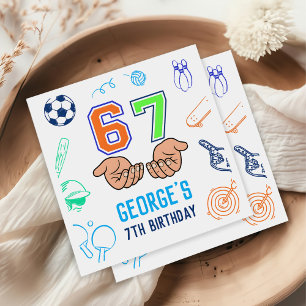 Serviette En Papier Tendance de mème de sport 6 7 Six Sept Anniversair
