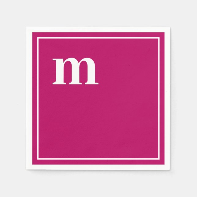 Serviette En Papier Tendance Gras Bas Coque Monogram Magenta (Devant)
