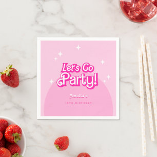 Serviette En Papier tendance Let's Go Party rose anniversaire