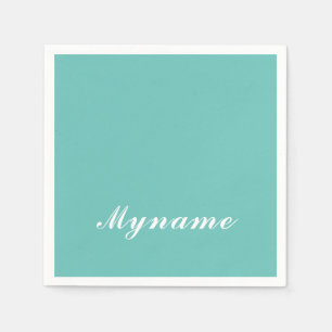 Serviette En Papier Tendance Moderne Minimaliste Chic Nom Teal Clair