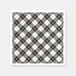 Serviette En Papier Tendance Noir Blanc Plaid