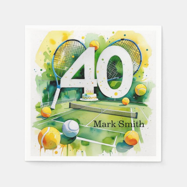 Serviette En Papier Tennis 40e anniversaire (Devant)