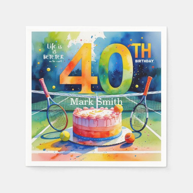 Serviette En Papier Tennis 40e anniversaire (Devant)