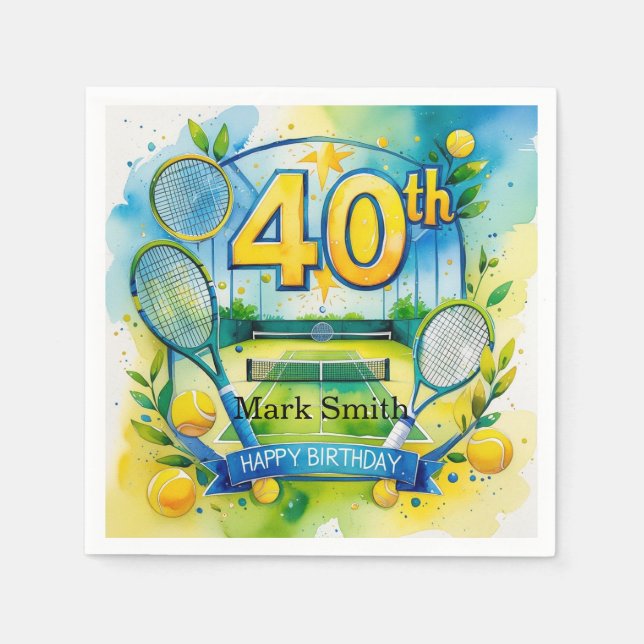 Serviette En Papier Tennis 40e anniversaire (Devant)
