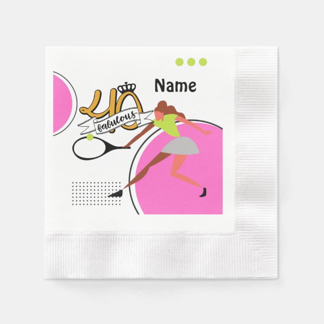 Serviette En Papier Tennis 40e anniversaire pour femme joueur (Devant)