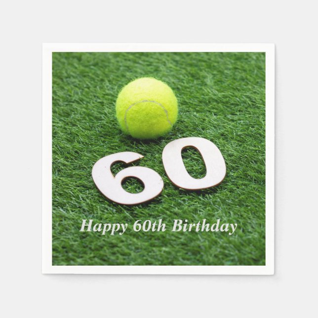 Serviette En Papier Tennis 60e anniversaire avec balle de tennis (Devant)