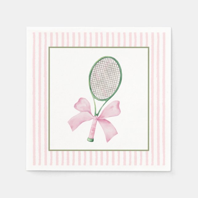 Serviette En Papier Tennis à rayures roses  (Devant)