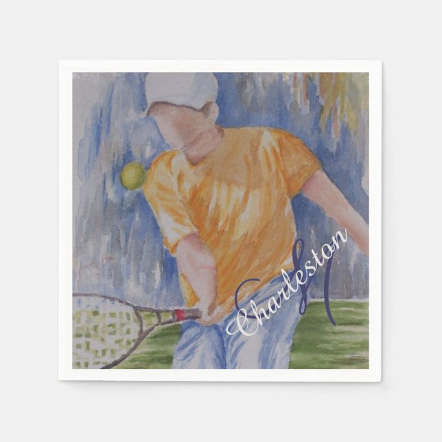 Serviette En Papier Tennis Anniversaire Fête (Devant)