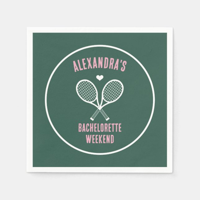 Serviette En Papier Tennis Bachelorette party preppy green (Devant)