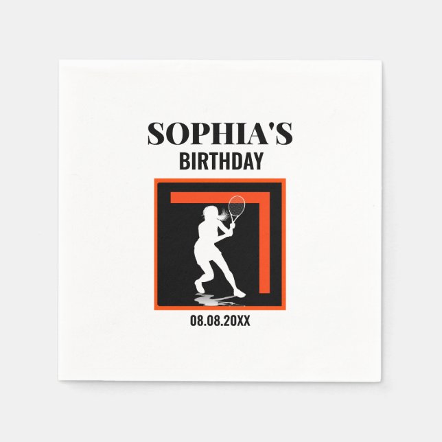 Serviette En Papier Tennis Birthday, Tennis Girl Player  (Devant)