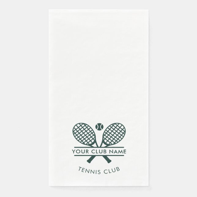 Serviette En Papier Tennis Country Club Nom Racket Motif Vert (Devant)