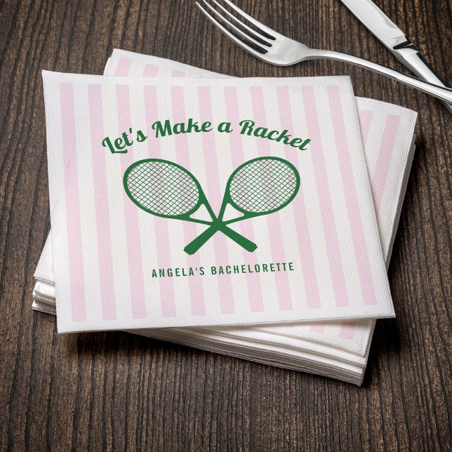 Serviette En Papier Tennis Enterrement de Vie de Jeune Fille Faisons d (Tennis Bachelorette Party Make a Racket Striped Napkins
)