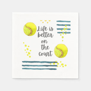 Serviette En Papier Tennis Life est meilleur sur la aquarelle de court