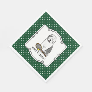 Serviette En Papier Tennis Old English Sheepdog (Gris 1) Chien mignonn