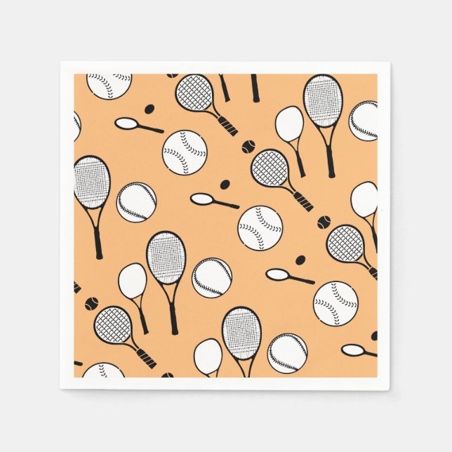 Serviette En Papier Tennis orange blanc noir (Devant)