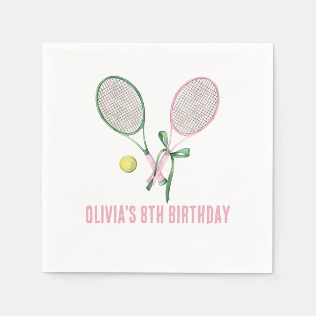 Serviette En Papier Tennis preppy plaid invitation d'anniversaire (Devant)