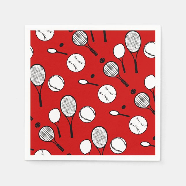 Serviette En Papier Tennis rouge noir (Devant)